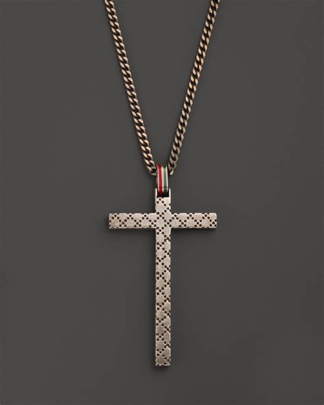 mens gucci cross necklace|Gucci cross necklace men.